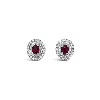 18CT White Gold Ruby and Diamond Earring Studs
