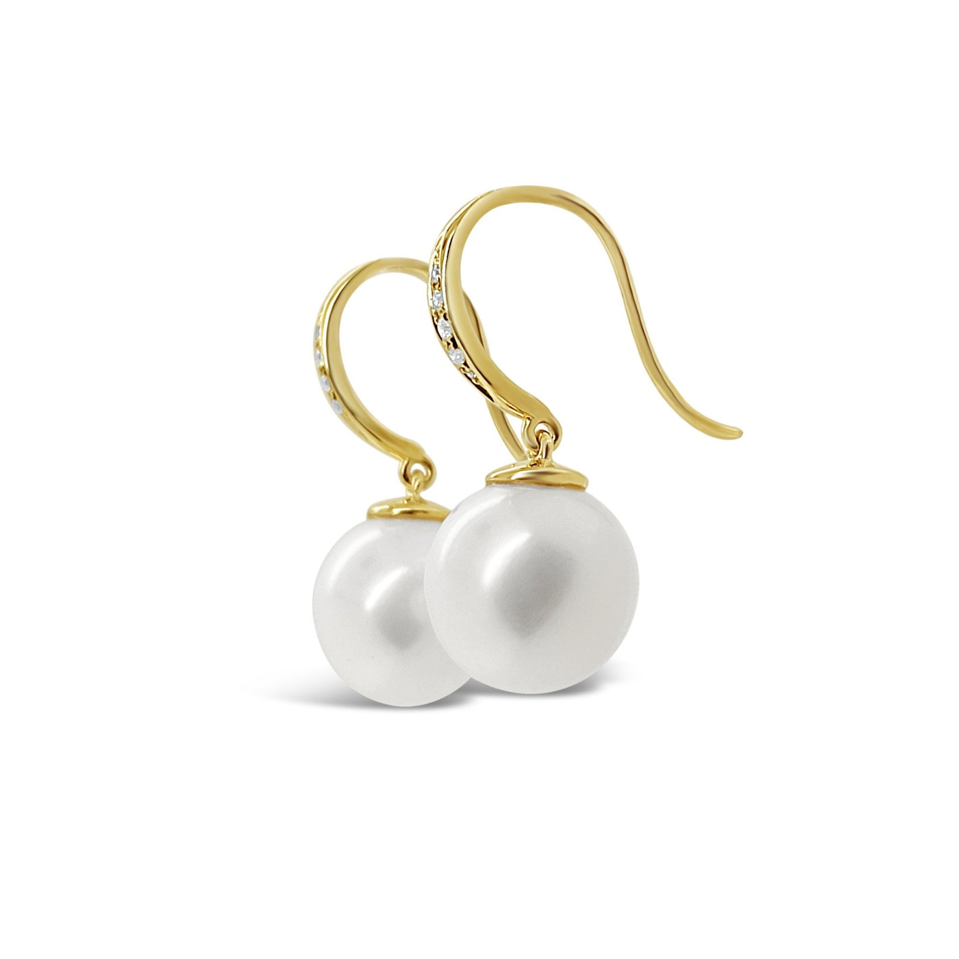 18CT Yellow Gold Pearl and Diamond Earrings