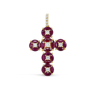 18CT Yellow Gold Ruby and Diamond Pendant