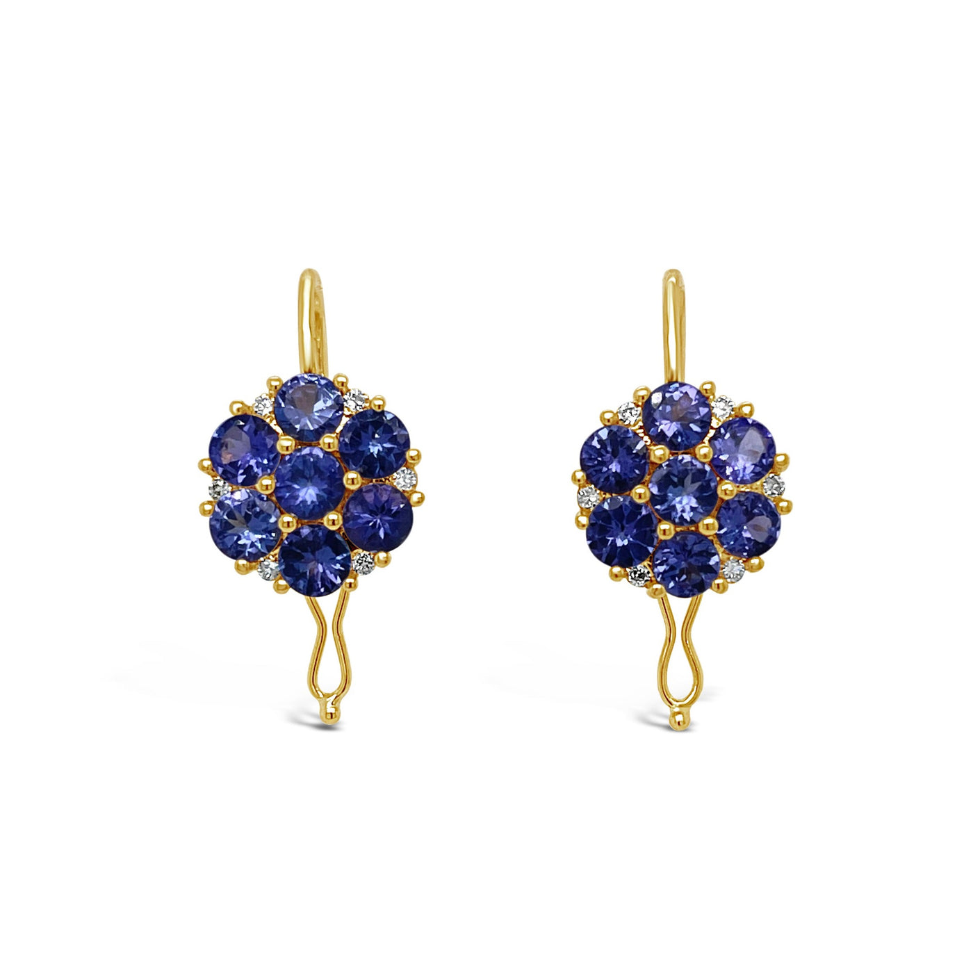 18CT Yellow Gold Tanzanite and Diamond Earrings