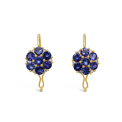 18CT Yellow Gold Tanzanite and Diamond Earrings