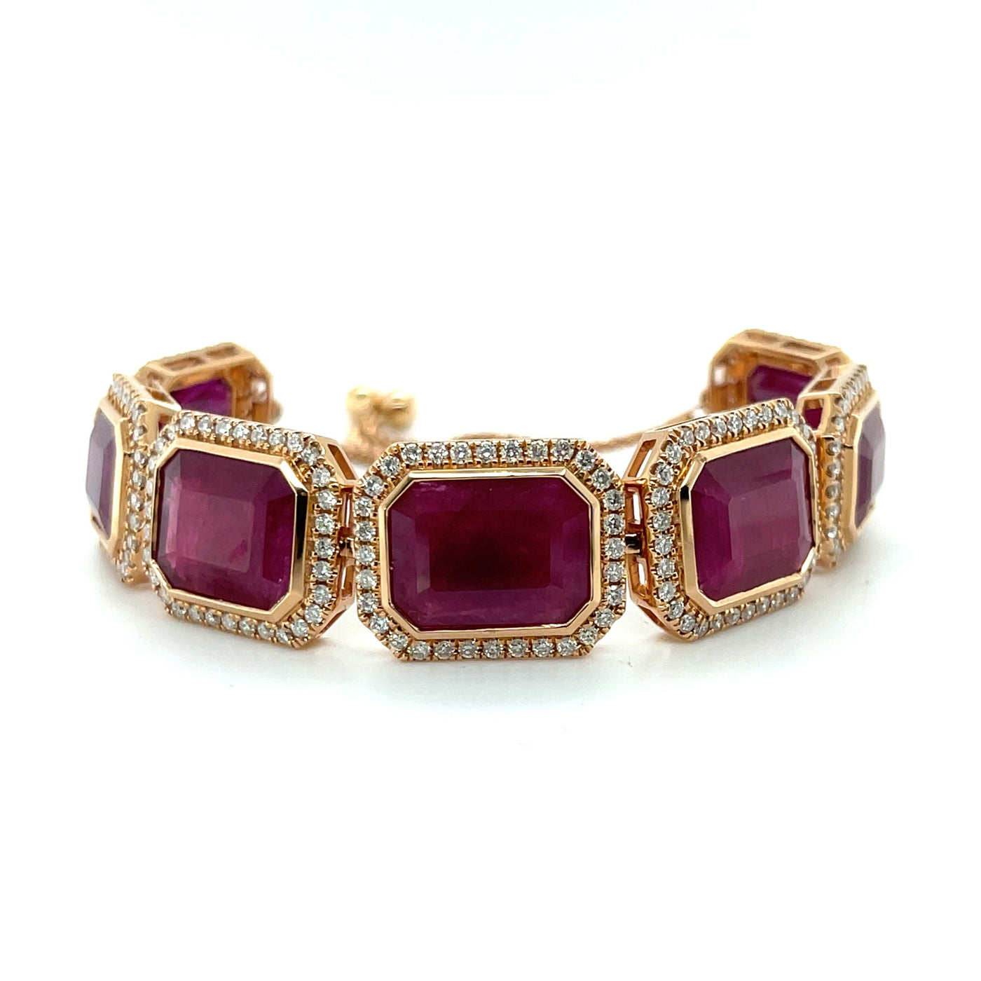 18ct rose gold ruby and diamond expandable bracelet