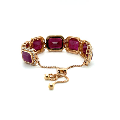 18ct rose gold ruby and diamond expandable bracelet