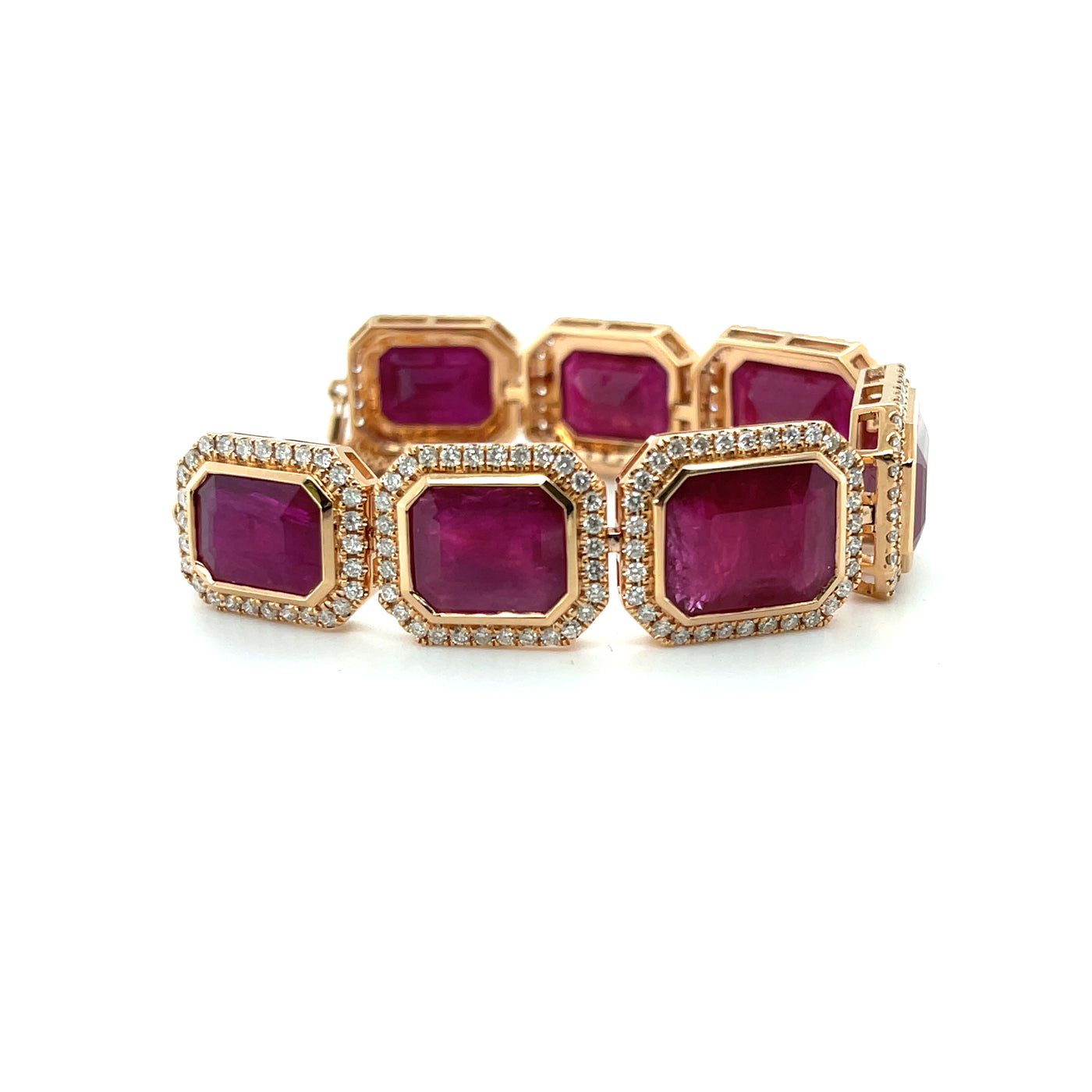 18ct rose gold ruby and diamond expandable bracelet