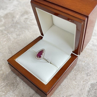 18CT White and rose Gold (NO HEAT) Ruby and Diamond Ring