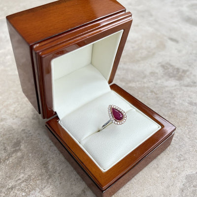 18CT White and rose Gold (NO HEAT) Ruby and Diamond Ring