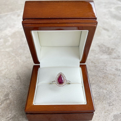 18CT White and rose Gold (NO HEAT) Ruby and Diamond Ring