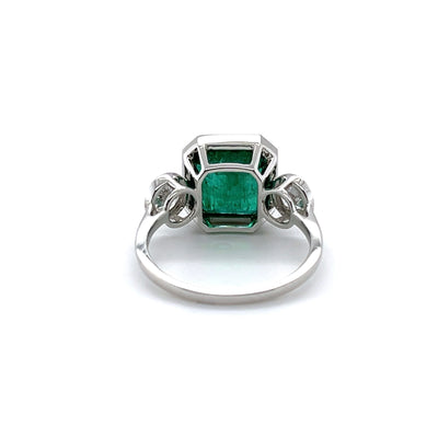 18CT White Gold Emerald and Diamond Ring