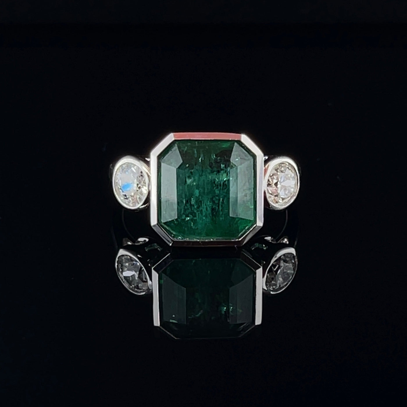 18CT White Gold Emerald and Diamond Ring