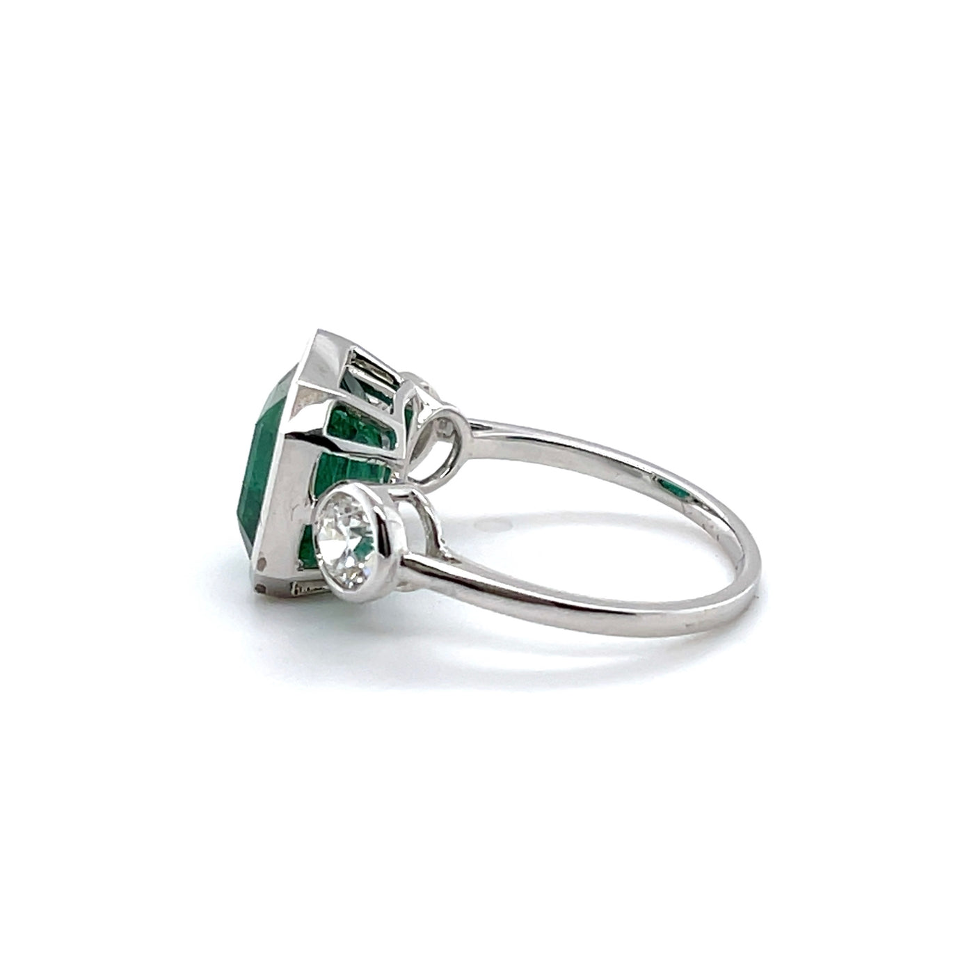 18CT White Gold Emerald and Diamond Ring