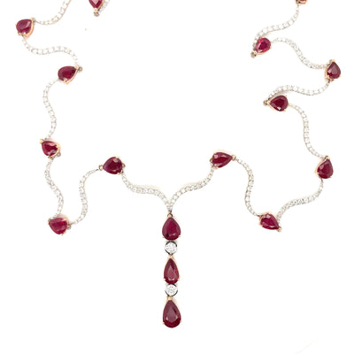 18ct white gold ruby and diamond necklace