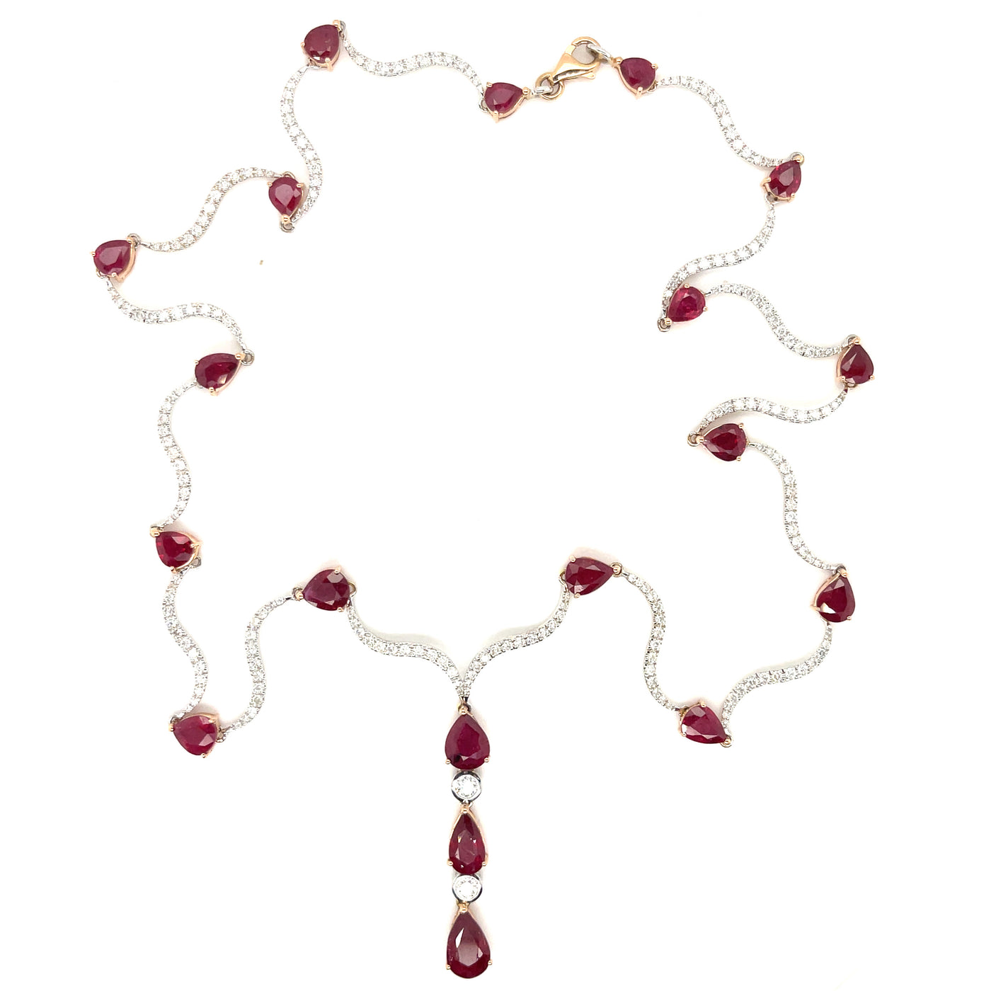 18ct white gold ruby and diamond necklace