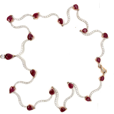18ct white gold ruby and diamond necklace