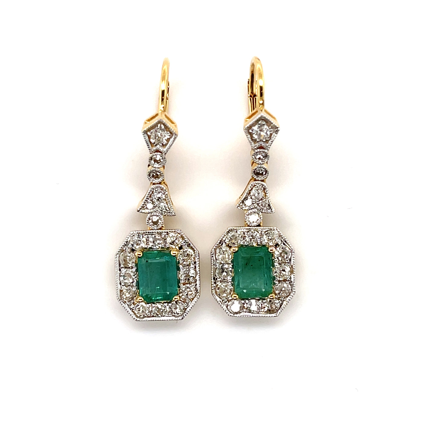 Emerald and Diamond earrings in 18K yellow gold