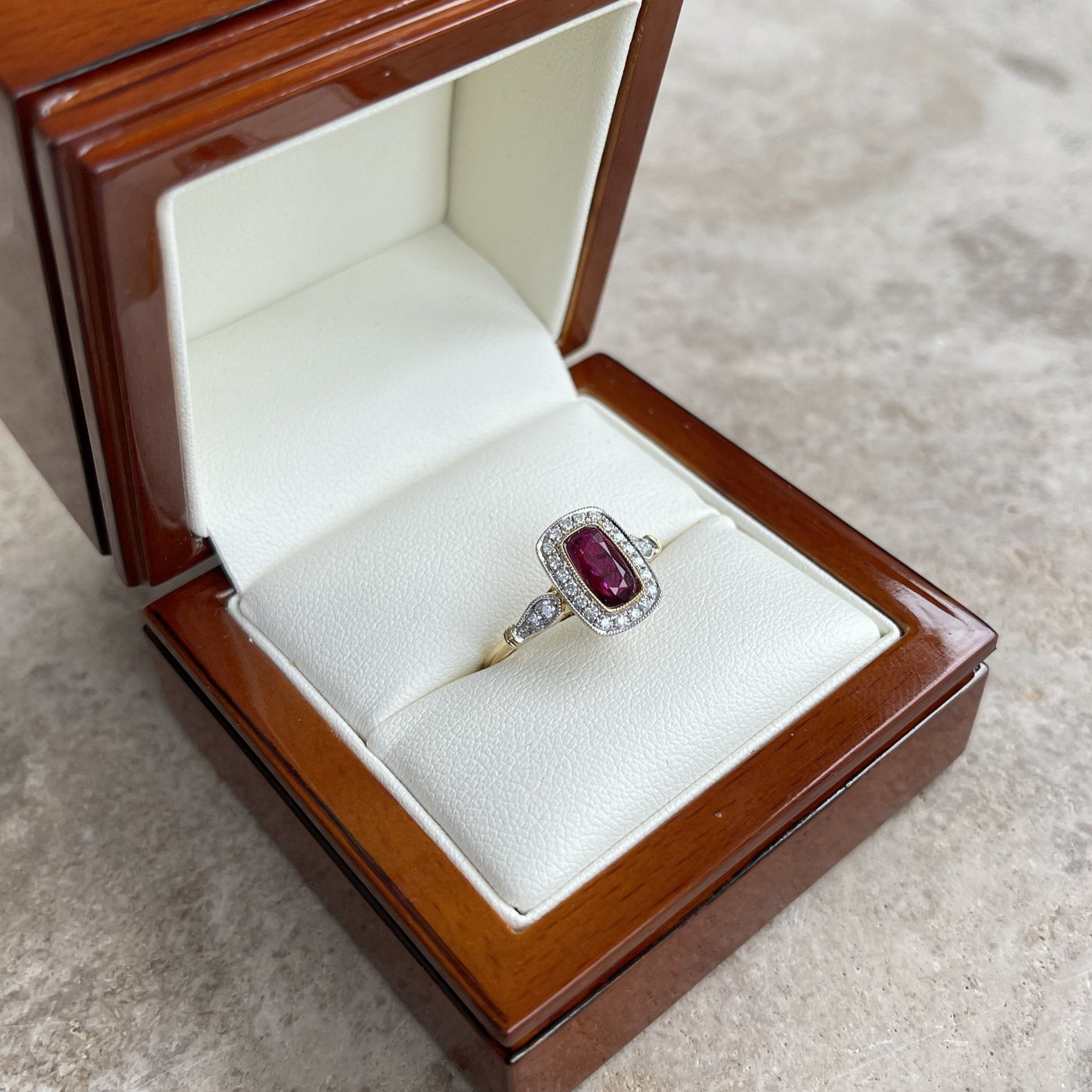 18CT Yellow Gold (NO HEAT) Ruby and Diamond Ring