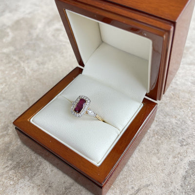 18CT Yellow Gold (NO HEAT) Ruby and Diamond Ring