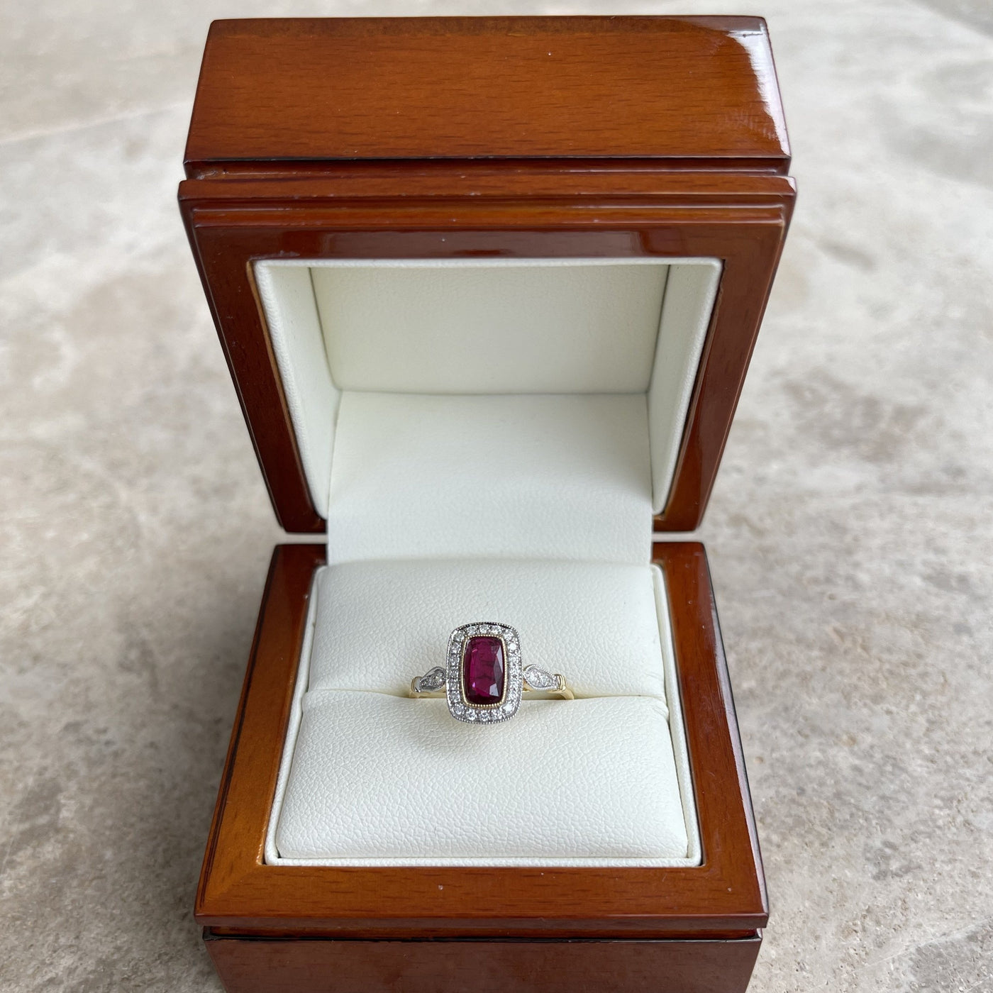 18CT Yellow Gold (NO HEAT) Ruby and Diamond Ring