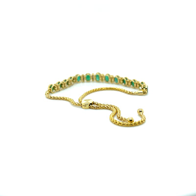 18k yellow gold emerald and diamond expandable bracelet