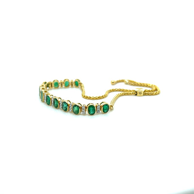 18k yellow gold emerald and diamond expandable bracelet
