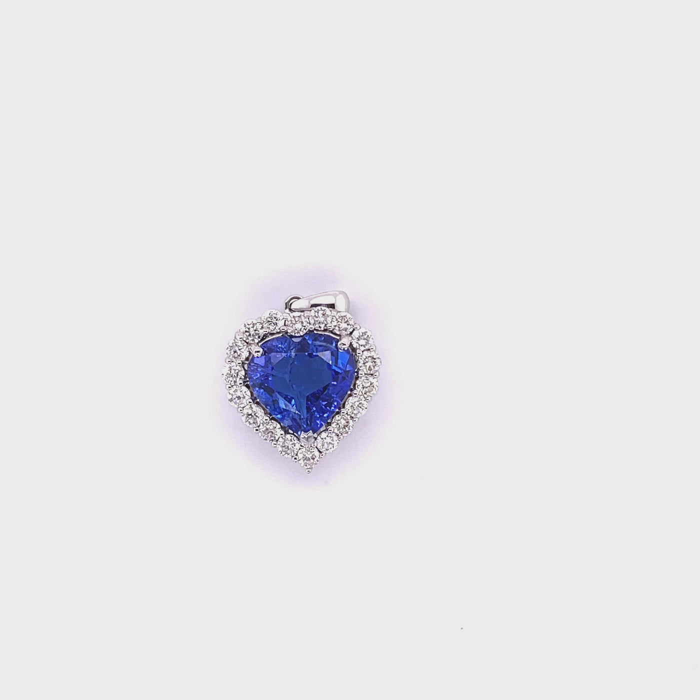 18CT White Gold Blue Sapphire and Diamond Pendant