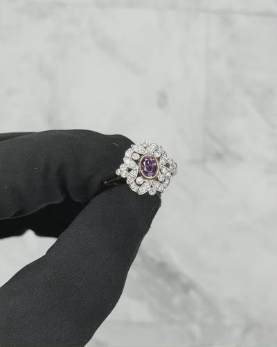 18CT Rose Gold (No Heat) Pink Sapphire and Diamond Ring