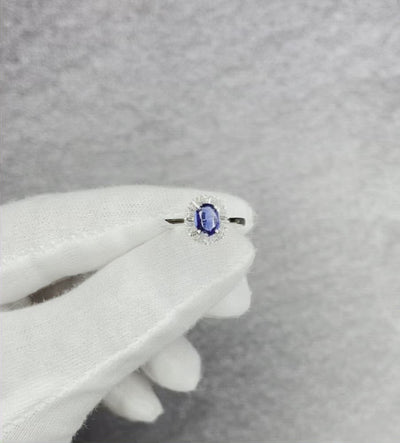 18CT White Gold Kyanite and Diamond Ring