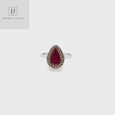 18CT White and rose Gold (NO HEAT) Ruby and Diamond Ring