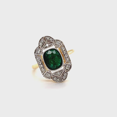 18CT Yellow Gold Emerald and Diamond Ring