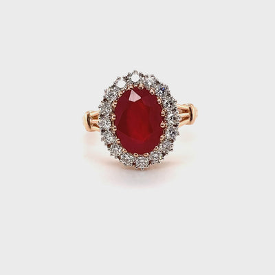 18CT Rose Gold Ruby and Diamond Ring