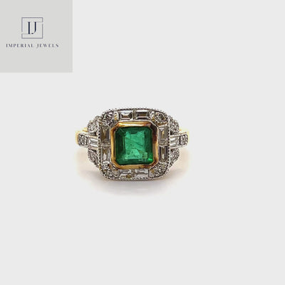 18CT Yellow Gold Emerald and Diamond Ring