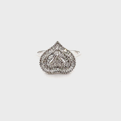 18CT White Gold Heart Diamond Ring