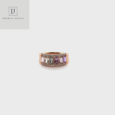 18CT Rose Gold (NO HEAT) Fancy Sapphire and Diamond Ring