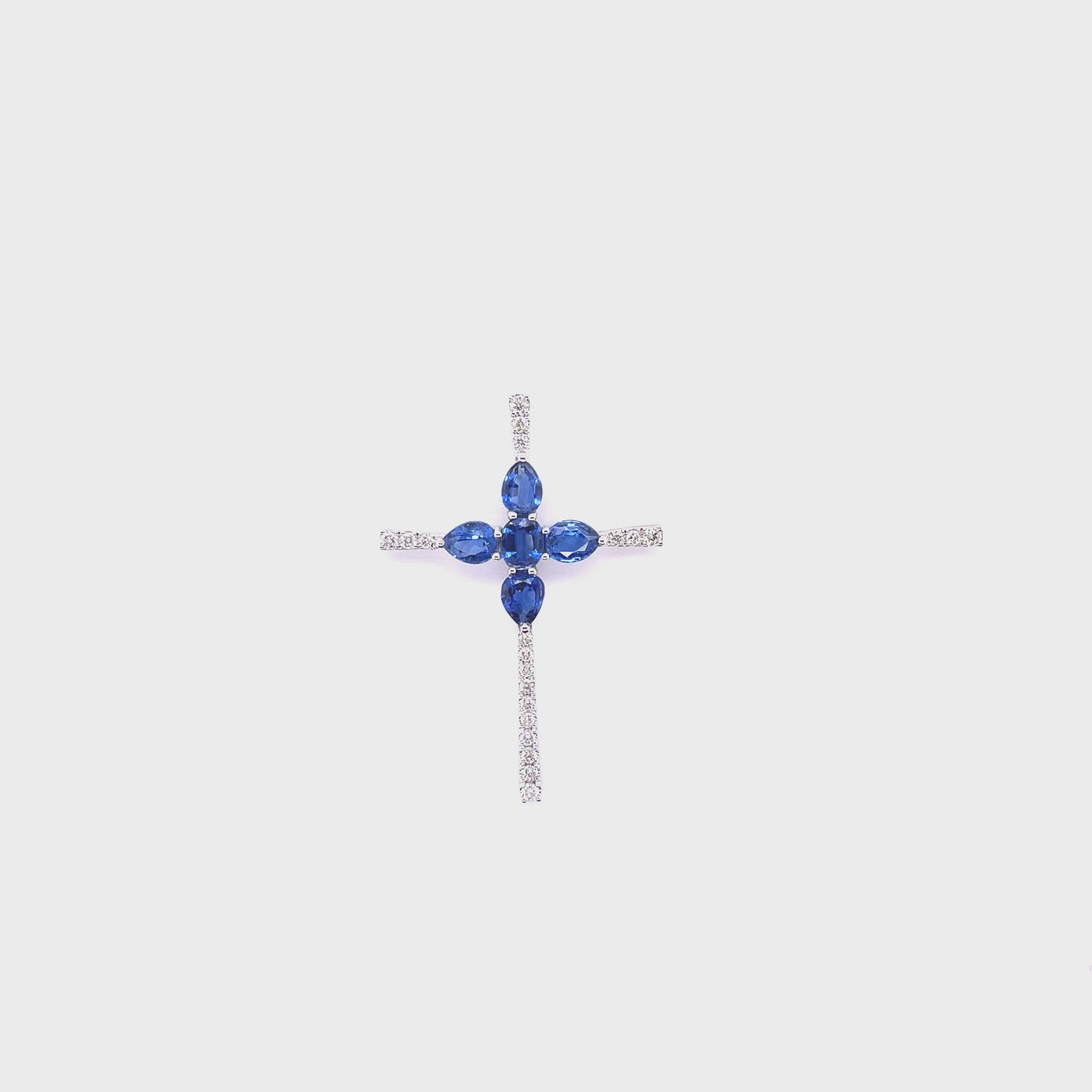 18CT White Gold Sapphire and Diamond Pendant