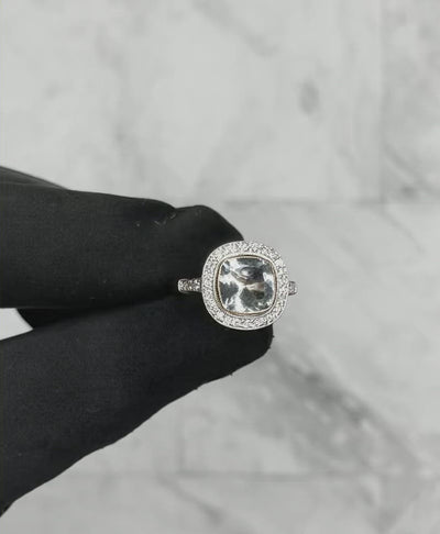18CT Yellow Gold Aquamarine and Diamond Ring