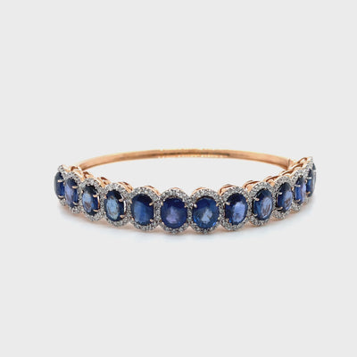 Sapphire and Diamond bangle in 14 karat rose gold
