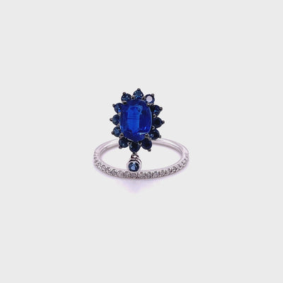 18CT White Gold Kyanite and Diamond Ring