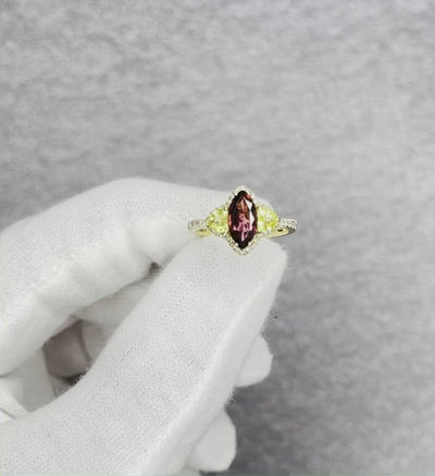 18CT Yellow Gold Rubellite sapphire and Diamond Ring