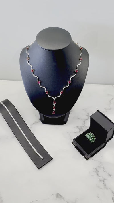 18ct white gold ruby and diamond necklace