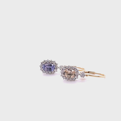18CT Yellow Gold (NO HEAT) Sapphire and Diamond Earrings