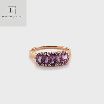 18CT Rose Gold (NO HEAT) Purple Coloured Sapphire Ring