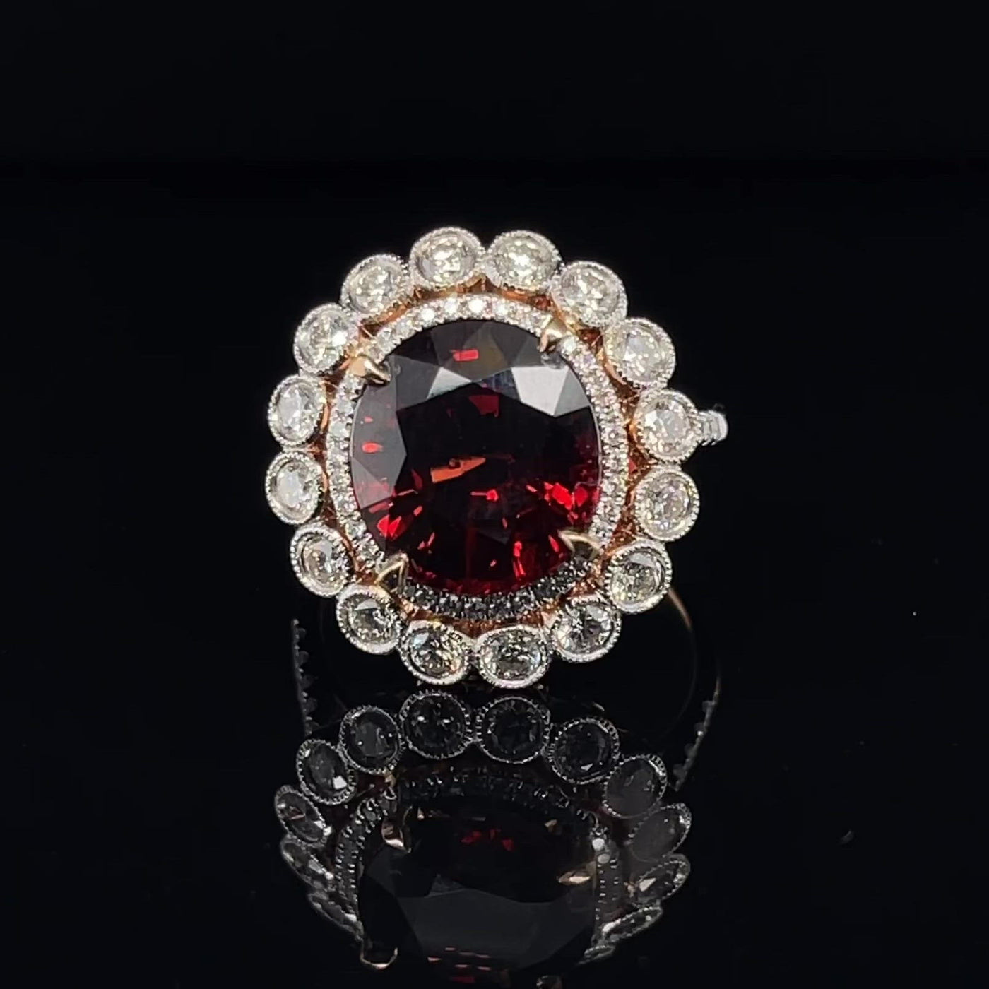 18CT rose gold Burma Myannar Spinel and diamond ring (AIGS CERTIFIED)