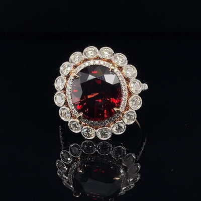 18CT rose gold Burma Myannar Spinel and diamond ring (AIGS CERTIFIED)