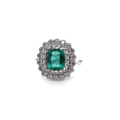 Platinum Art Deco style Emerald and Diamond ring