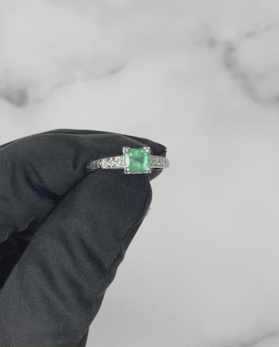 Platinum Emerald and Diamond Ring