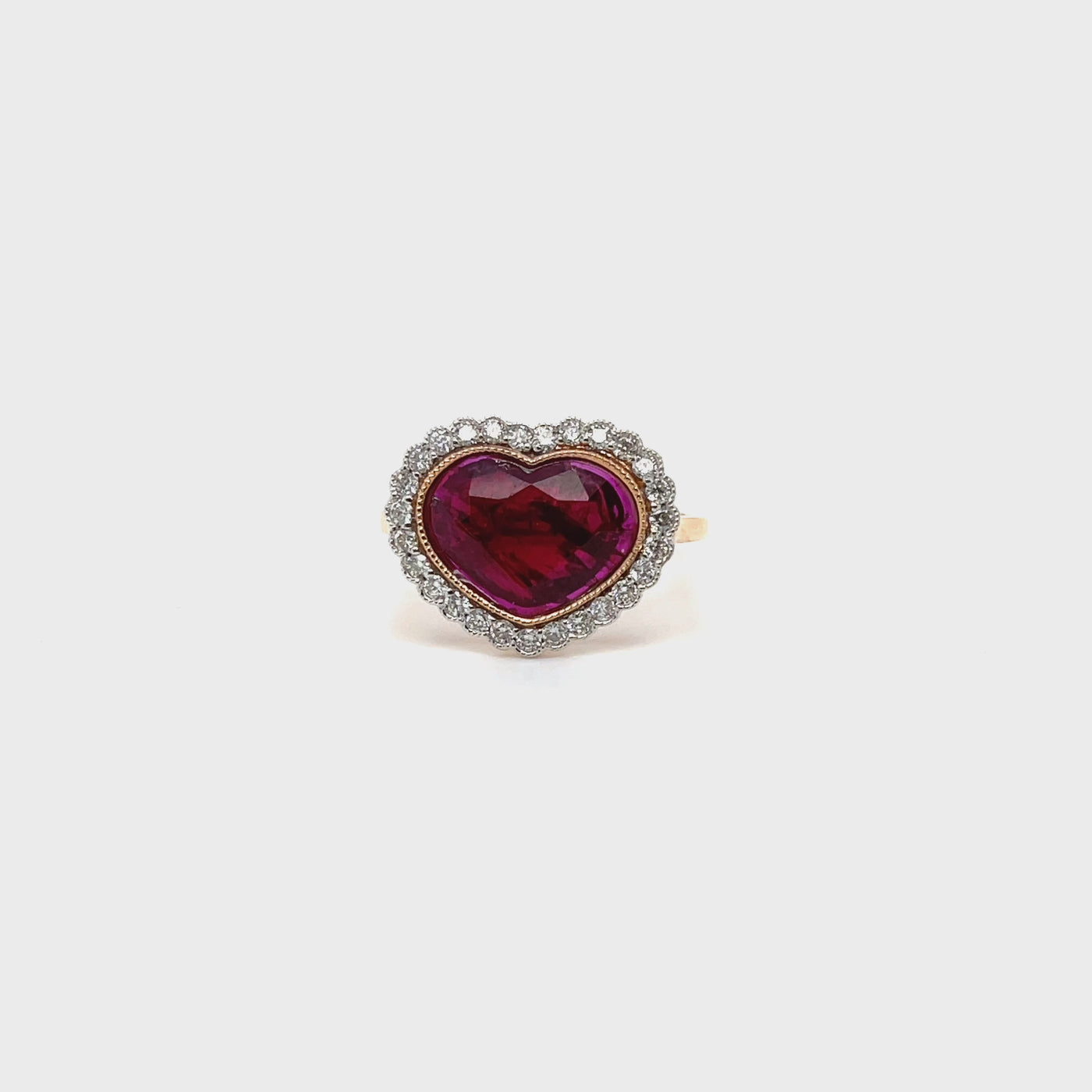 18ct rose gold Ruby (no heat) and Diamond ring