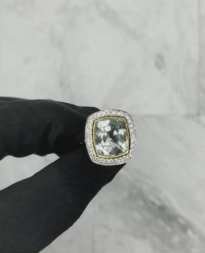 18CT Yellow Gold Aquamarine and Diamond Ring