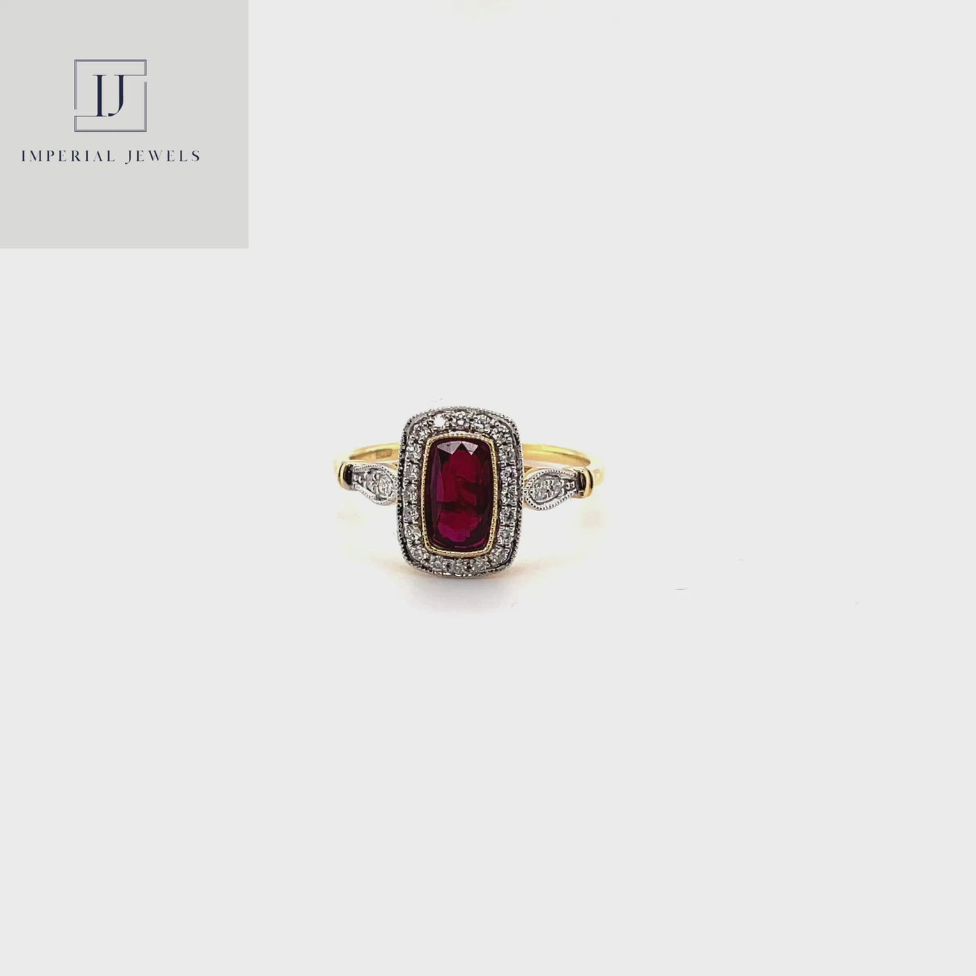 18CT Yellow Gold (NO HEAT) Ruby and Diamond Ring