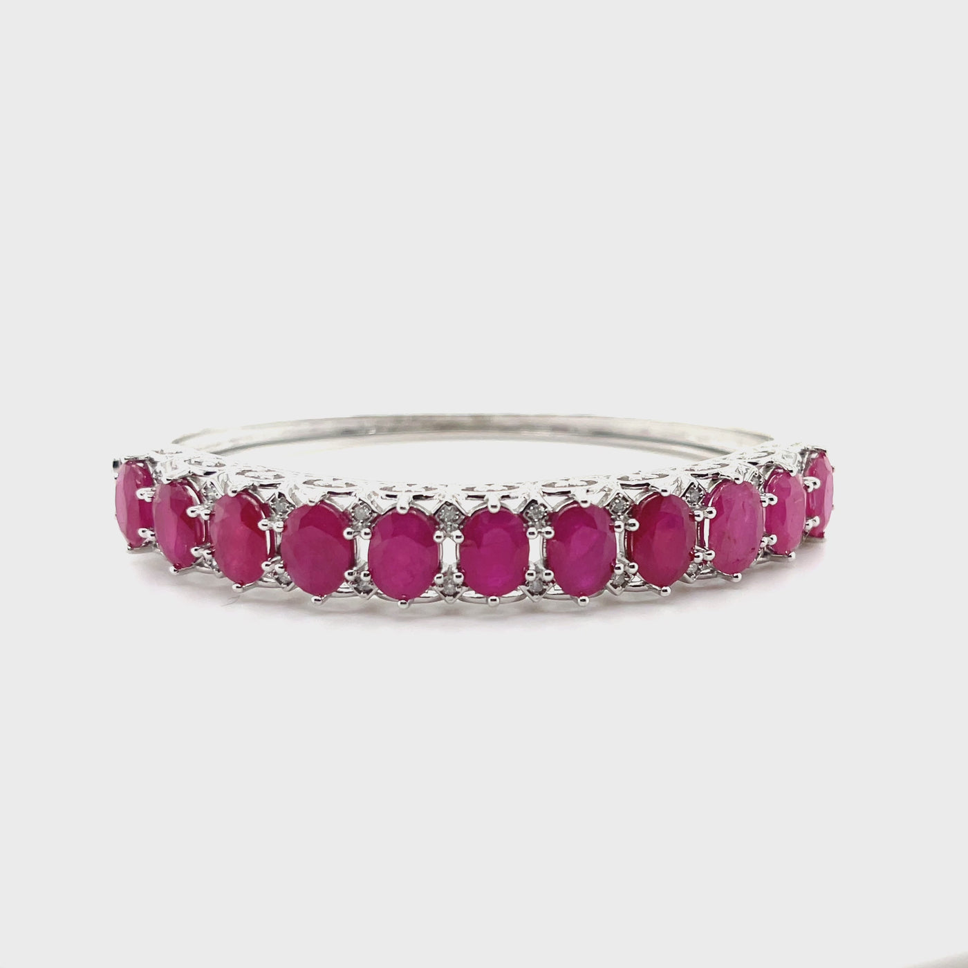 14ct white gold Ruby and Diamond bangle