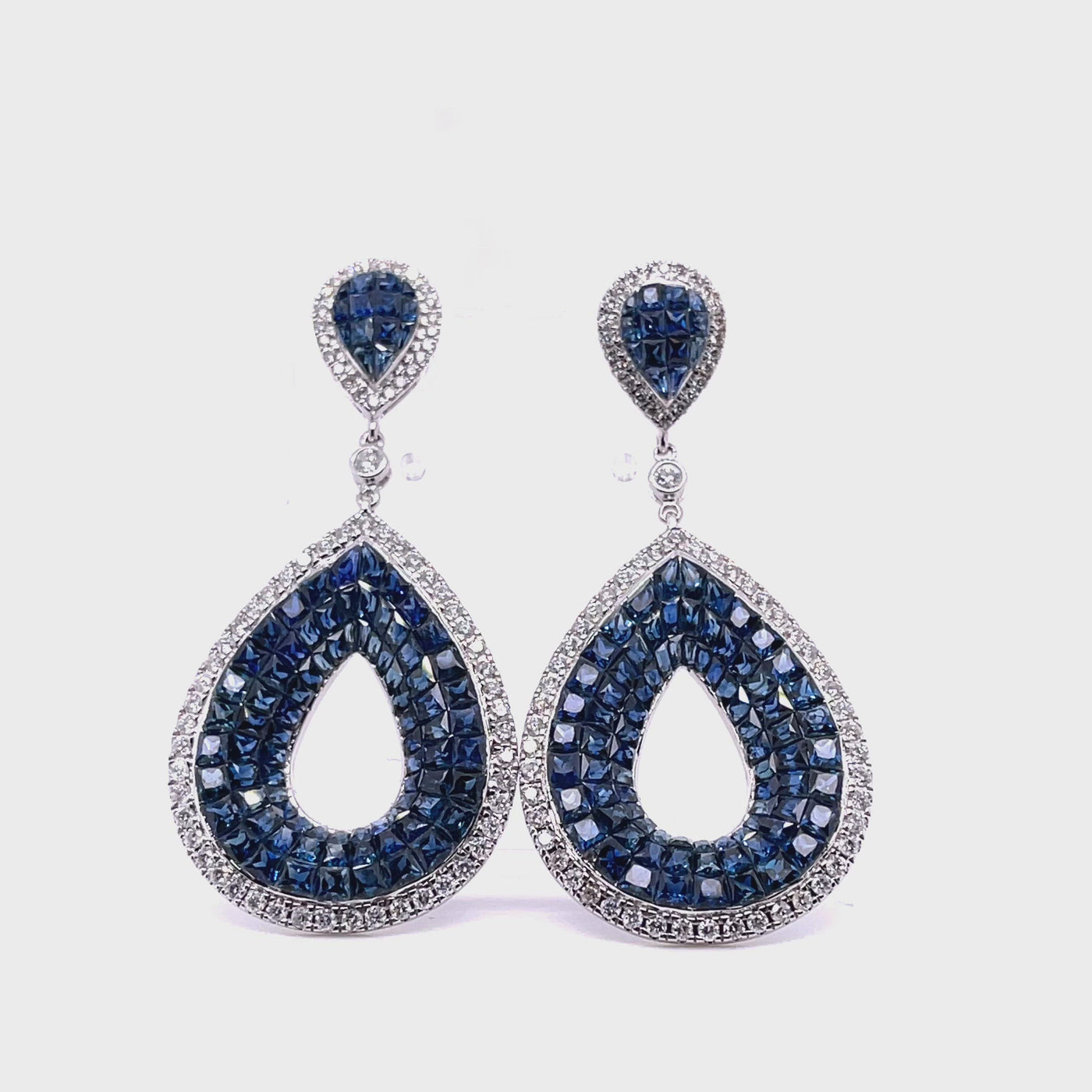 'Fat Pear' 18CT White Gold Sapphire and Diamond Earrings