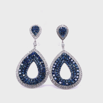 'Fat Pear' 18CT White Gold Sapphire and Diamond Earrings